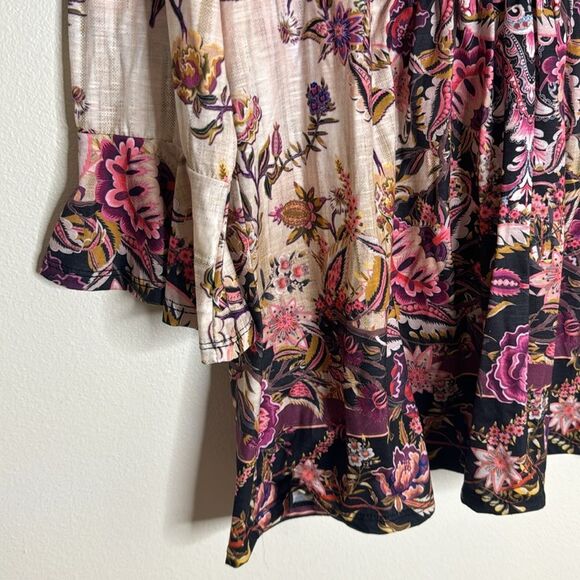 Farmers Market by One World Printed Knit Velvet Bib Bell Sleeve Top size XL - Picture 5 of 12